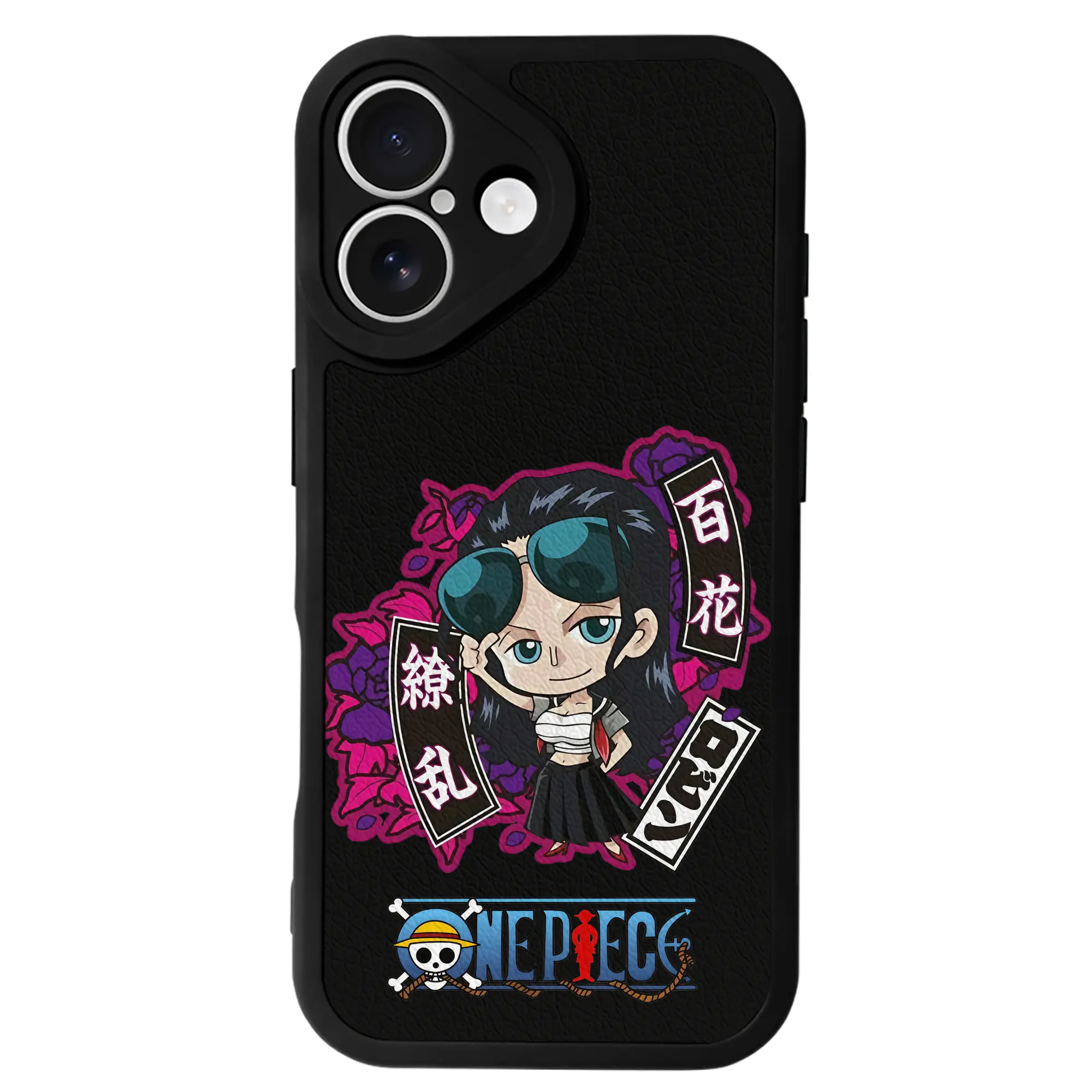 ワンピース グッズ ニコ・ロビン - IPhone 16シリーズ対応 ・ シリコンスマホケース ・ レザー調 ・ 高精度フィット ・ 耐衝撃 ・ ワイヤレス充電対応 ・ 精密カット